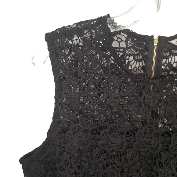 Nanette Lepore NWT Size L Top Blouse Floral Lace Overlay Sleeveless Lined Black - Picture 4 of 9